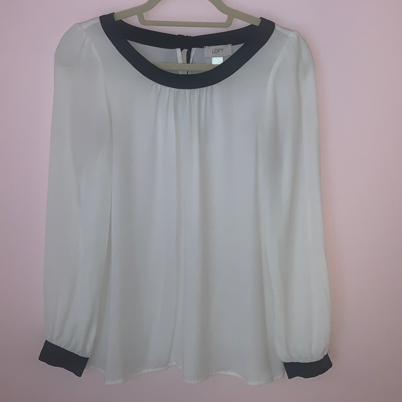 Ann Taylor Loft Sheer Cream Top size Small - Picture 1 of 3